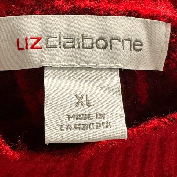 Liz Claiborne Long Sleeve Turtle Neck Sweater Size  XL Red Color  Floral Print - Picture 9 of 10